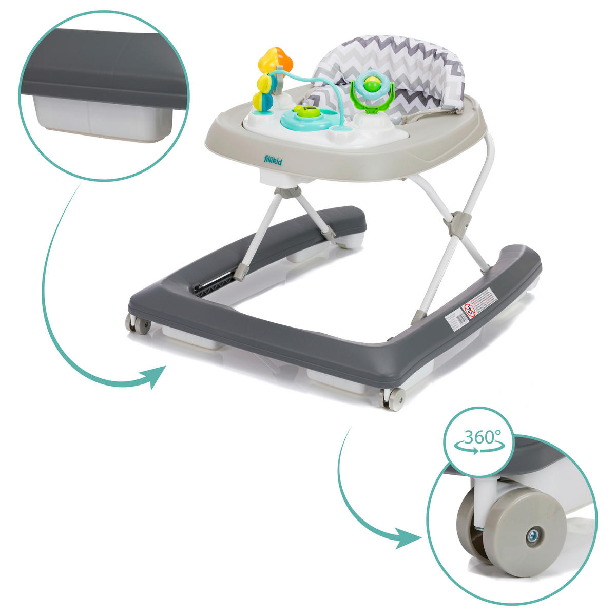 LAUFLERNHILFE  - Grau, Basics, Kunststoff/Textil (62/53/65cm) - Fillikid