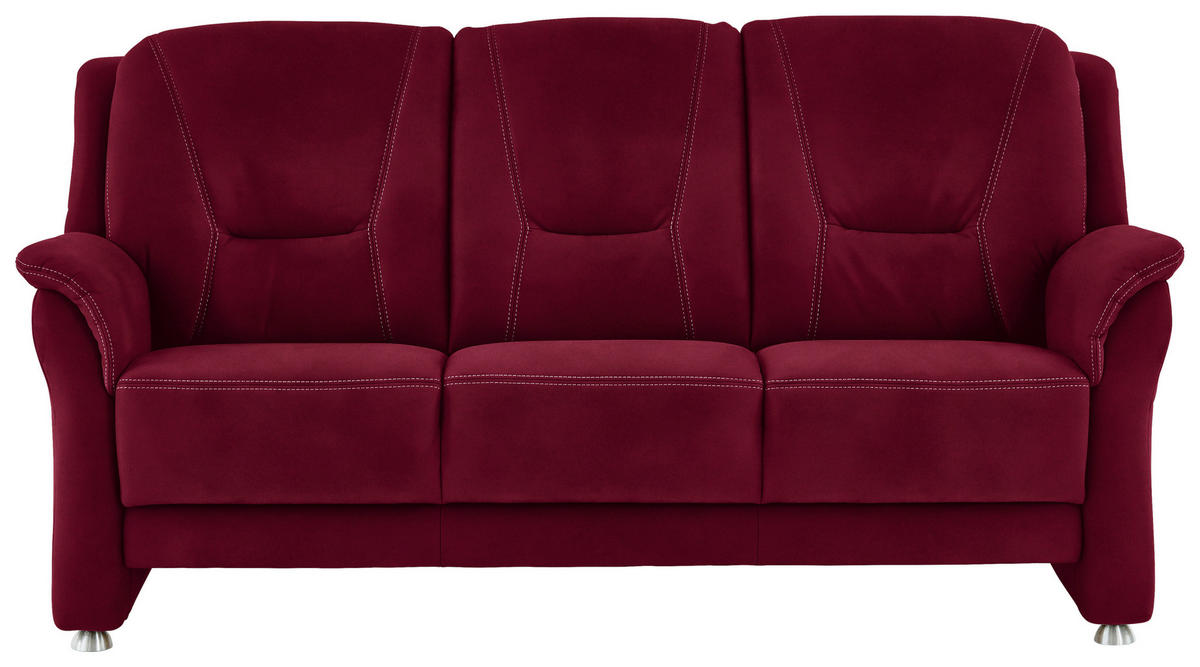 3-SITZER-SOFA in Mikrofaser Rot  - Beige/Rot, KONVENTIONELL, Textil/Metall (198/100/89cm) - Beldomo Comfort