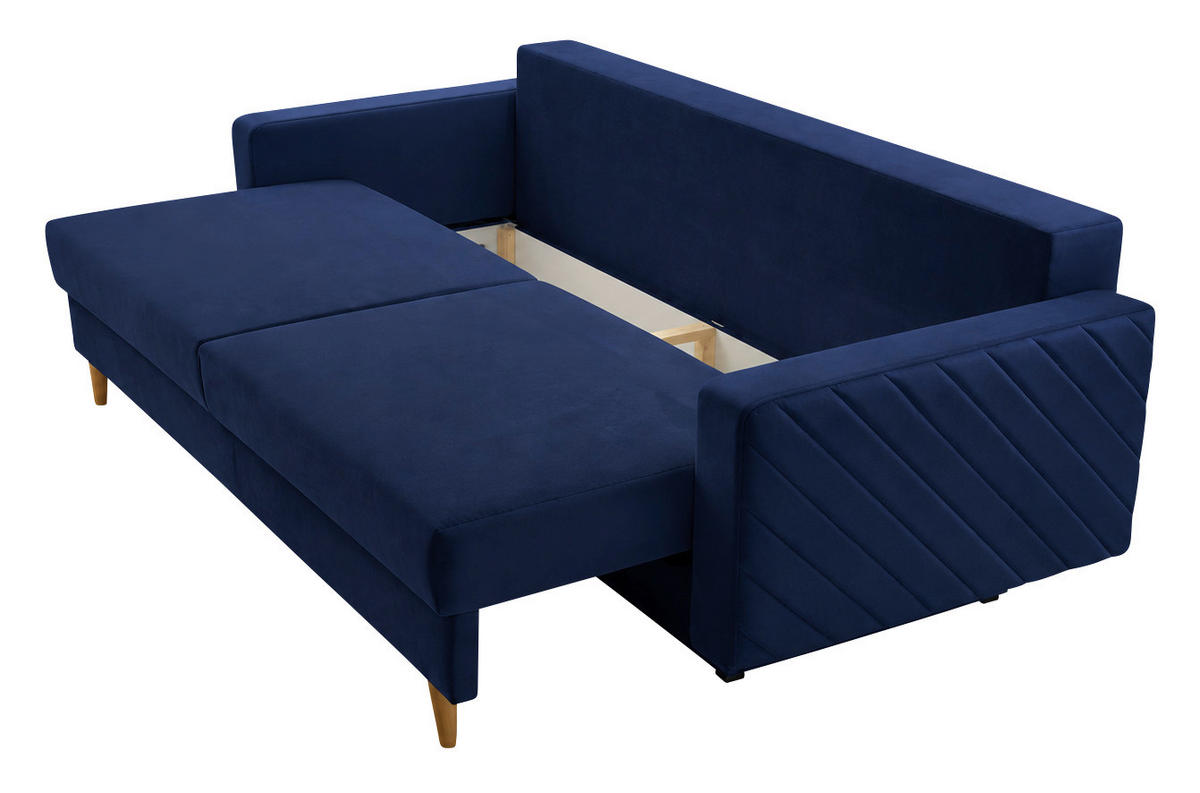 SCHLAFSOFA Dunkelblau  - Schwarz/Dunkelblau, Design, Holz/Kunststoff (230/96/97cm) - MID.YOU