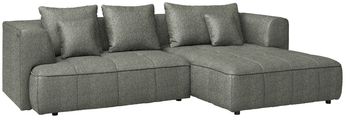 ECKSOFA  in Webstoff Graubraun Zierkissen, Rückenkissen  288/188 cm  - Graubraun/Schwarz, Design, Kunststoff/Textil (288/188cm) - Welnova