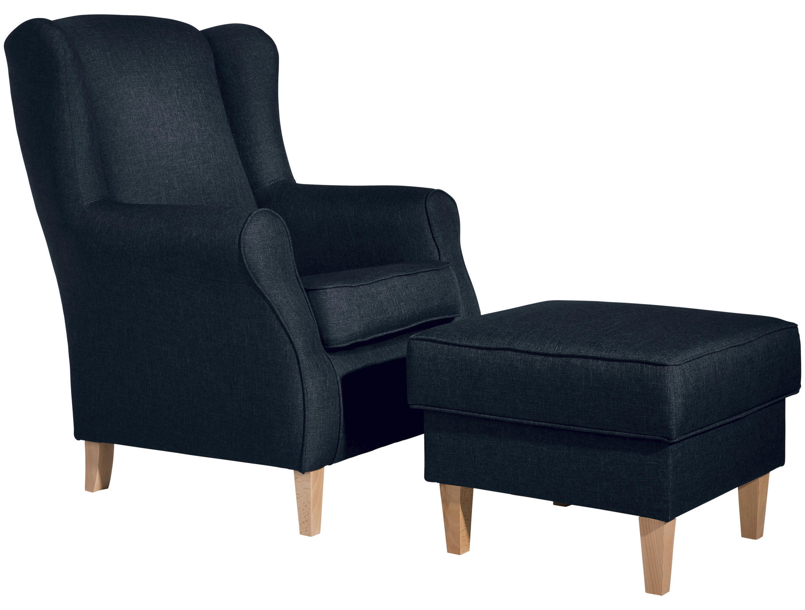 HOCKER Flachgewebe Dunkelblau  - Buchefarben/Dunkelblau, Design, Holz/Textil (53/45/53cm) - Max Winzer