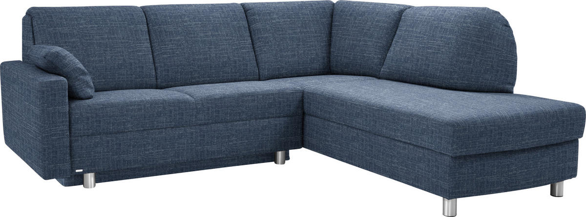 ECKSOFA in Chenille Blau  227/208 cm  - Blau/Alufarben, KONVENTIONELL, Textil/Metall (227/208cm) - Sedda