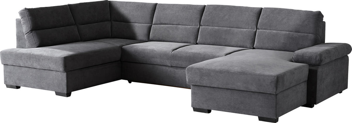 WOHNLANDSCHAFT in Flachgewebe Anthrazit  - Dunkelbraun/Anthrazit, Konventionell, Kunststoff/Textil (183/319/166cm) - Cantus