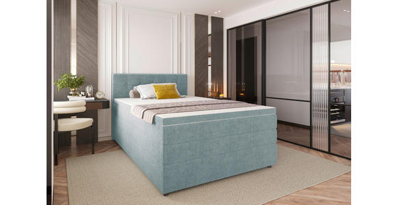 BOXSPRINGBETT 120/200 cm  in Hellblau  - Schwarz/Hellblau, KONVENTIONELL, Kunststoff/Textil (120/200cm) - Carryhome