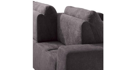 ECKSOFA in Flachgewebe Dunkelbraun  - Dunkelbraun, Design, Textil/Metall (260/188cm) - Hom`in