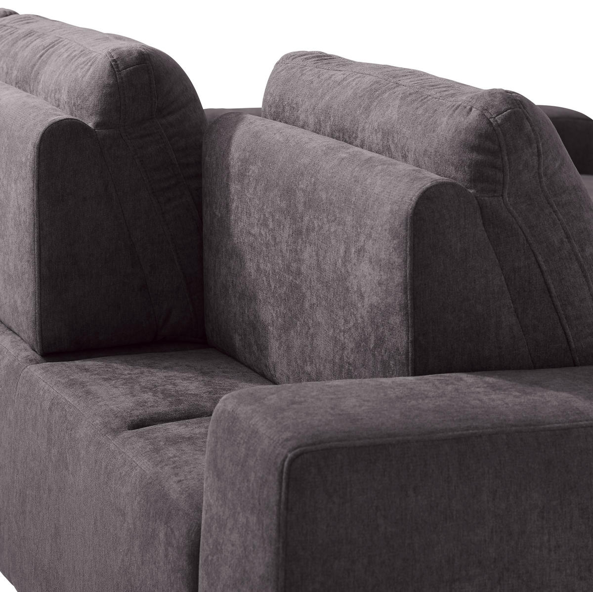 SEDEŽNA GARNITURA, gladka tkanina temno rjava  - temno rjava, Design, kovina/tekstil (260/188cm) - Hom`in