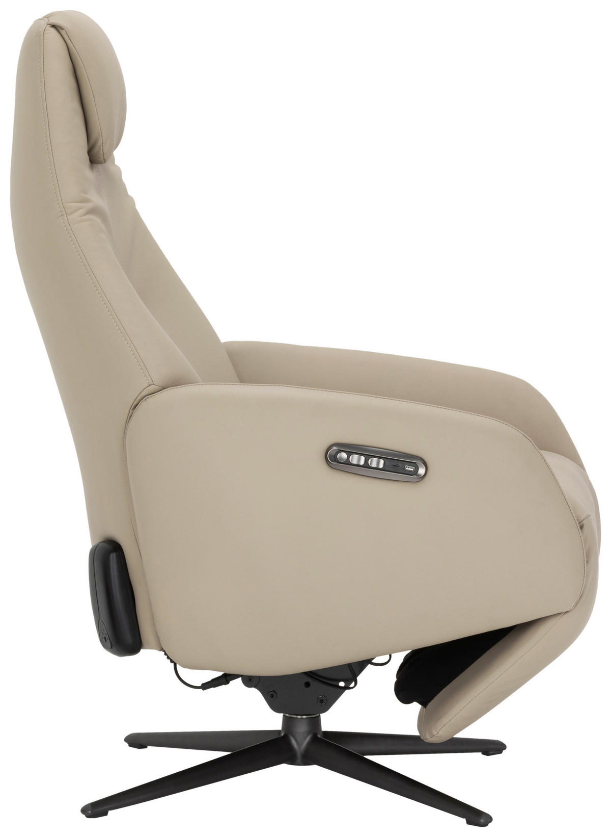 RELAXSESSEL Lederlook Echtleder    - Beige/Schwarz, KONVENTIONELL, Leder/Textil (73/112/86cm) - Livetastic