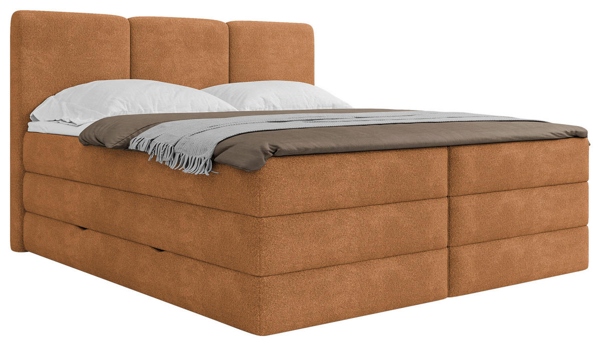 BOXSPRINGBETT 160/200 cm  in Rostfarben  - Rostfarben/Schwarz, MODERN, Holz/Holzwerkstoff (160/200cm) - MID.YOU