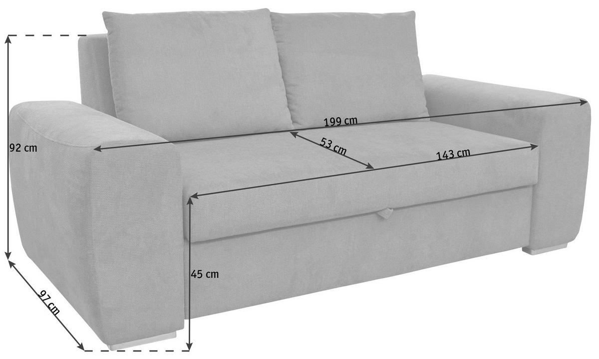 SCHLAFSOFA Anthrazit  - Chromfarben/Anthrazit, Design, Holz/Textil (199/92/97cm) - Livetastic