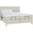 BOXSPRINGBETT 180/200 cm  in Ecru  - Ecru/Eichefarben, KONVENTIONELL, Holz/Textil (180/200cm) - Voleo