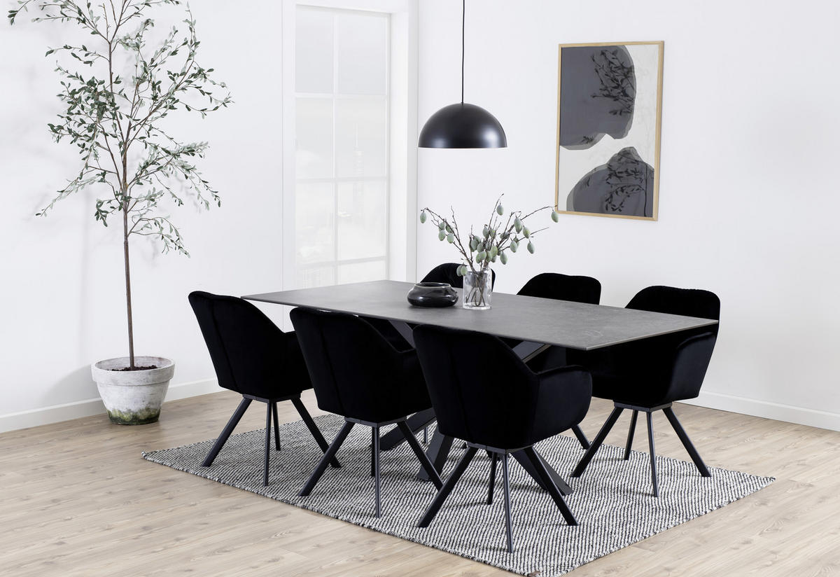 ESSTISCH in Metall, Glas, Keramik   - Schwarz, Design, Glas/Keramik (200/75,5/100cm)