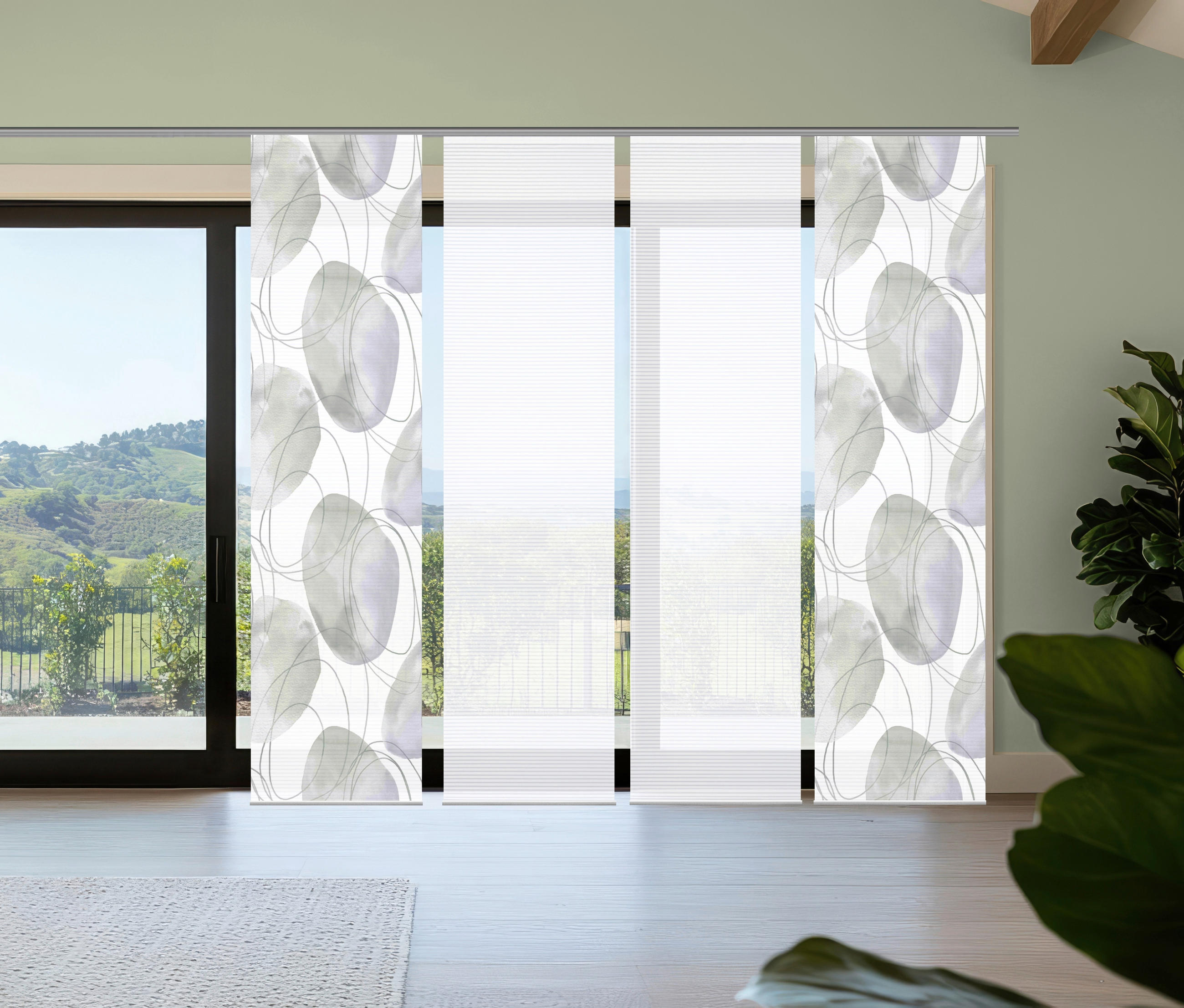FLÄCHENVORHANG  4 Stück  blickdicht  60/245 cm   - Flieder/Weiß, Natur, Textil (60/245cm)