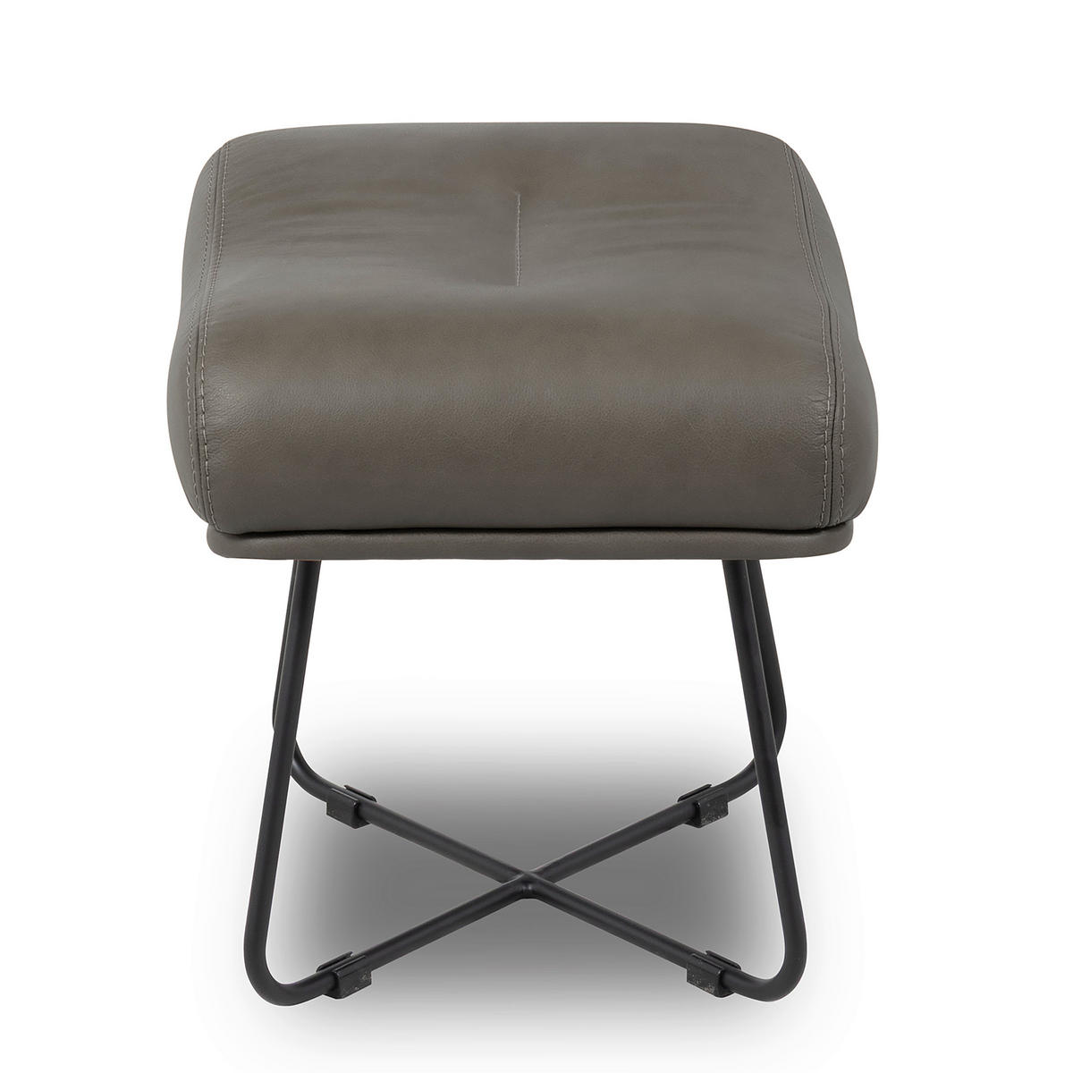 SESSELSET Echtleder Anthrazit  - Anthrazit/Kirschrot, Design, Leder/Metall (67/87/74cm) - Livetastic