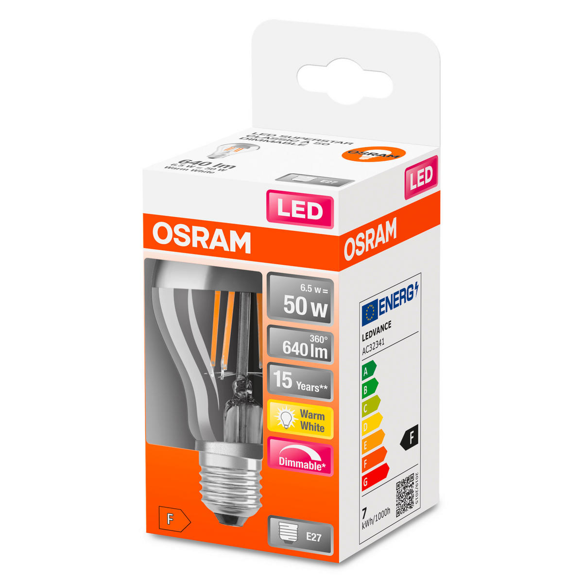 LED-LEUCHTMITTEL   E27 6,5 W 640 lm  - Silberfarben, Basics, Glas (6/10,5cm) - Osram
