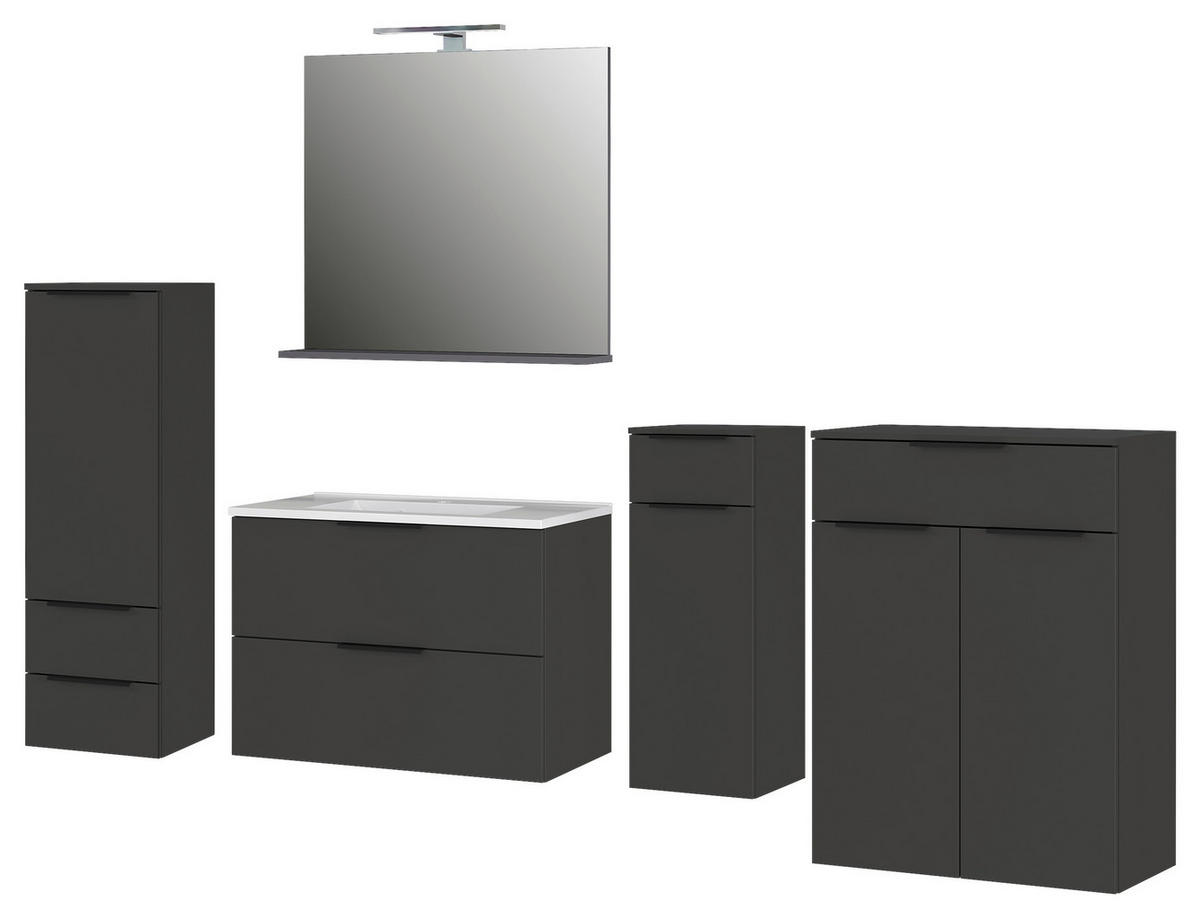 BADEZIMMER 6-teilig  in 269 cm  - Schwarz/Graphitfarben, MODERN, Holzwerkstoff/Kunststoff (269cm) - Germania