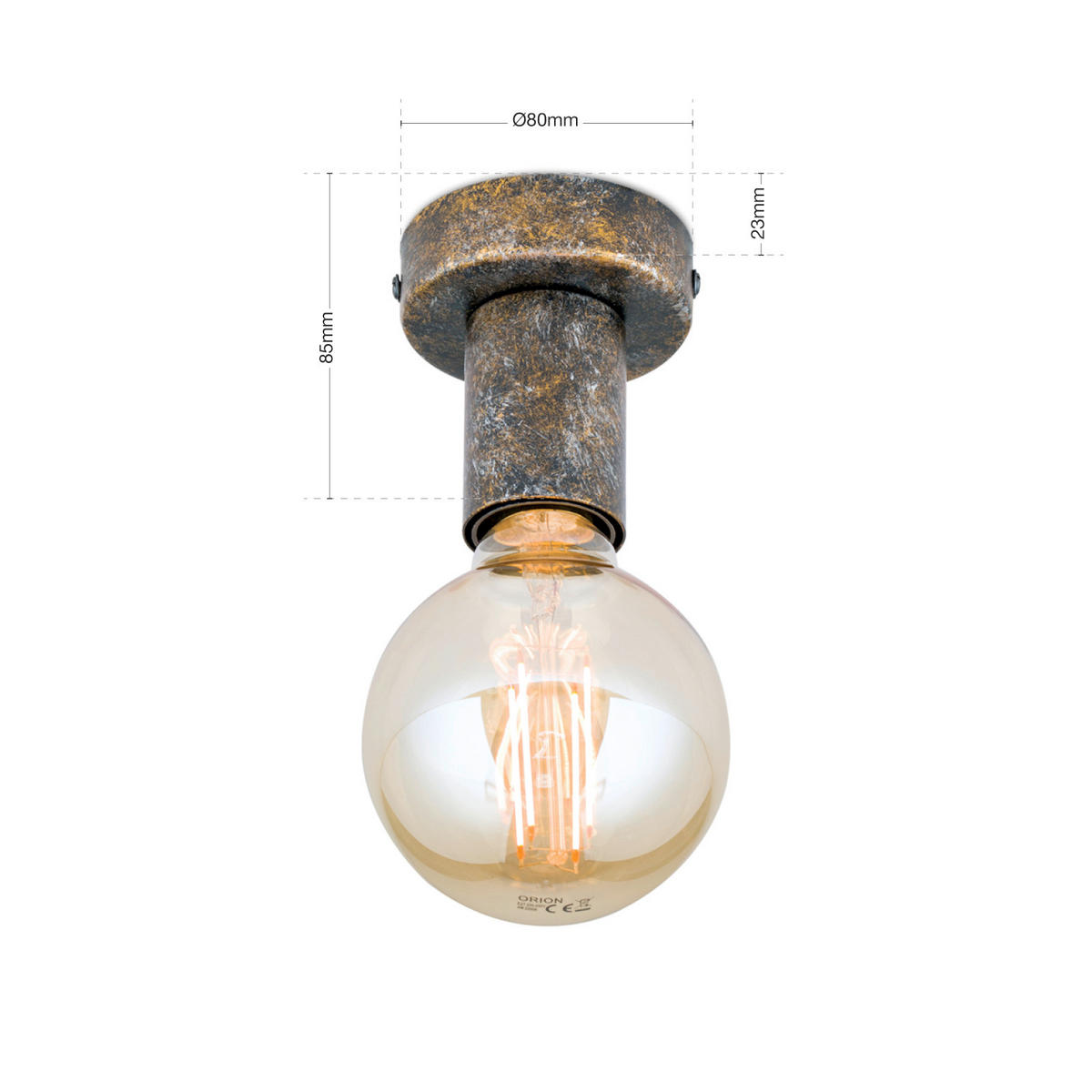 DECKENLEUCHTE Retro 8/8,5 cm   - Bronzefarben, LIFESTYLE, Metall (8/8,5cm)