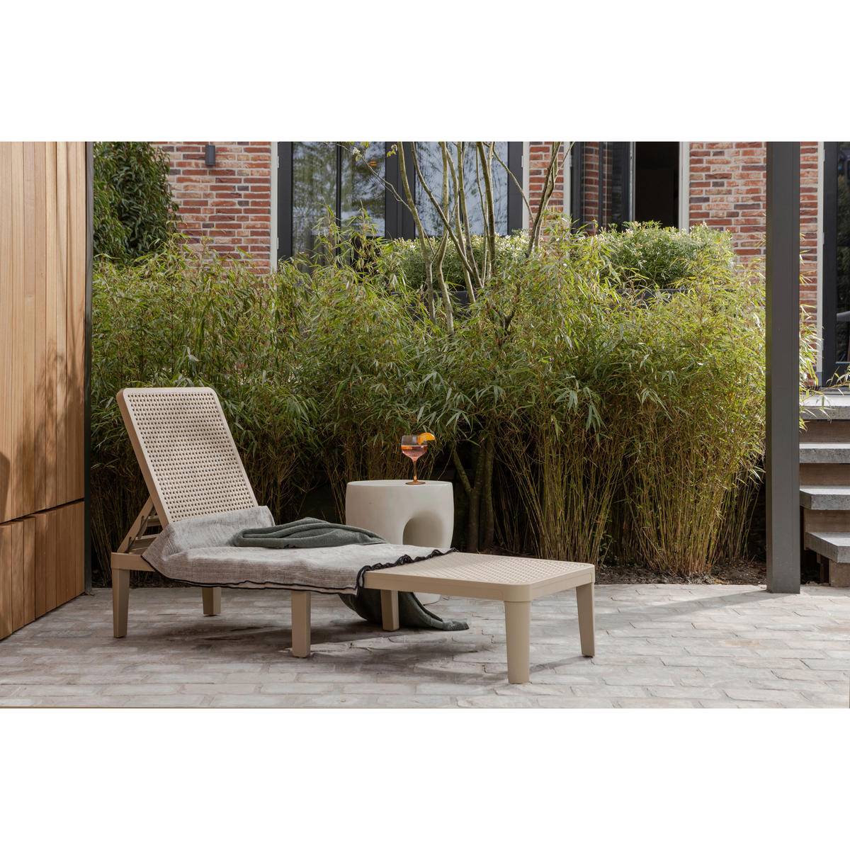 GARTENLIEGE 55/29/191 cm  - Sandfarben, Design, Kunststoff (55/29/191cm) - Livetastic