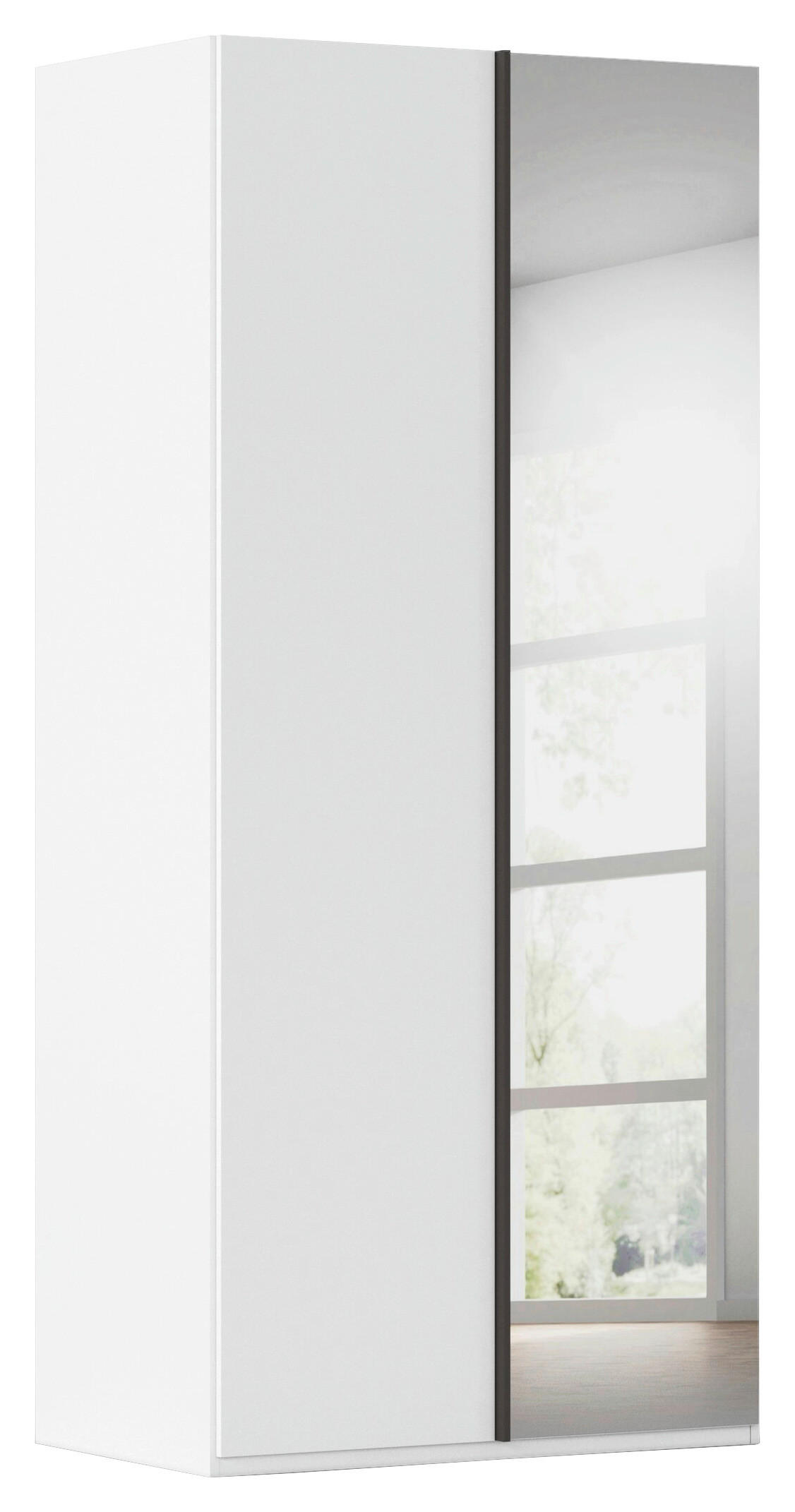 DREHTÜRENSCHRANK 101/223/61 cm,  in Weiß, 2-türig  - Graphitfarben/Weiß, Basics, Glas/Holzwerkstoff (101/223/61cm) - Novel