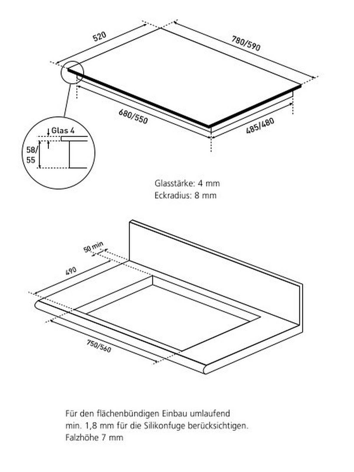 INDUKTIONSKOCHFELD KFI360  - Schwarz, Basics, Glas (59,0/5,5/52,0cm) - Oranier