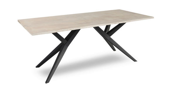 ESSTISCH 200/100/77 cm Echtholz  Holz, Metall in verschiedenen Größen erhältlich rechteckig Schwarz, Graubraun  - Graubraun/Schwarz, LIFESTYLE, Holz/Metall (200/100/77cm) - Landscape