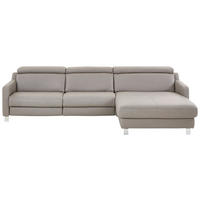 ECKSOFA  in Echtleder Grau  291/176 cm  - Chromfarben/Grau, Design, Leder/Metall (291/176cm) - Valdera