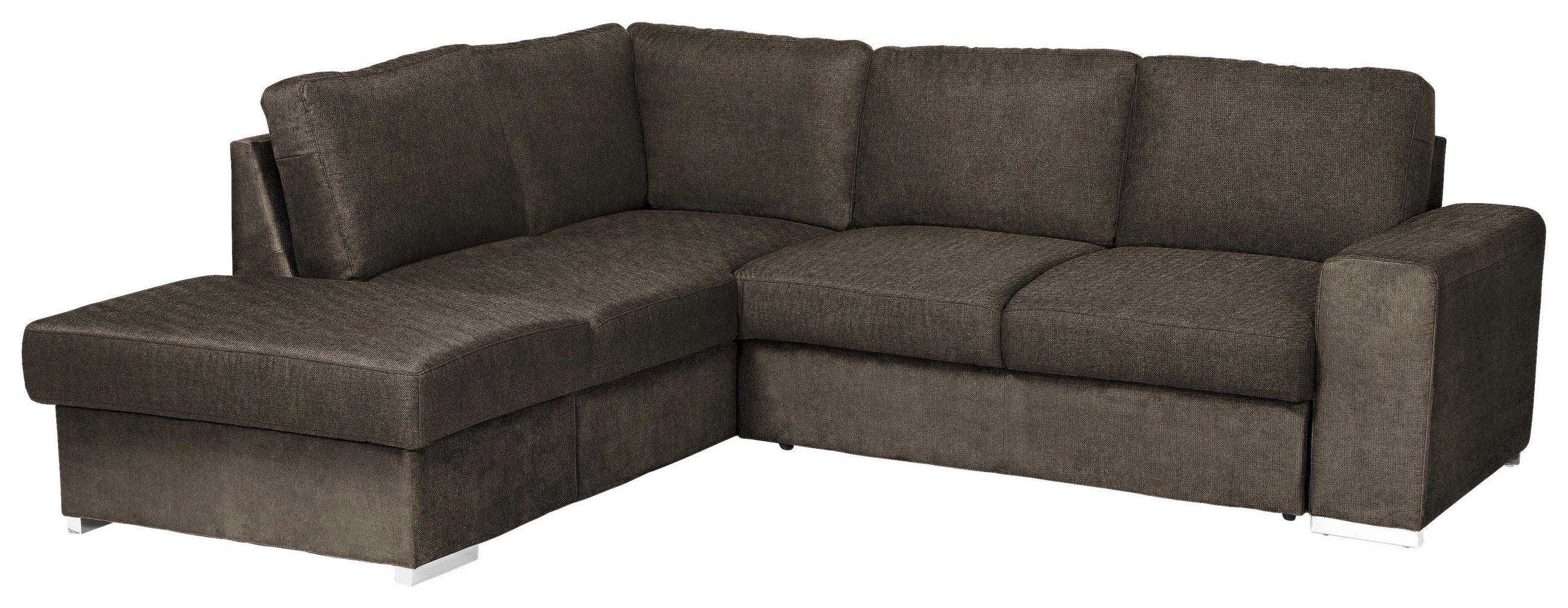 ECKSOFA in Mikrofaser Dunkelbraun  213/248 cm  - Chromfarben/Dunkelbraun, KONVENTIONELL, Textil/Metall (213/248cm) - MID.YOU