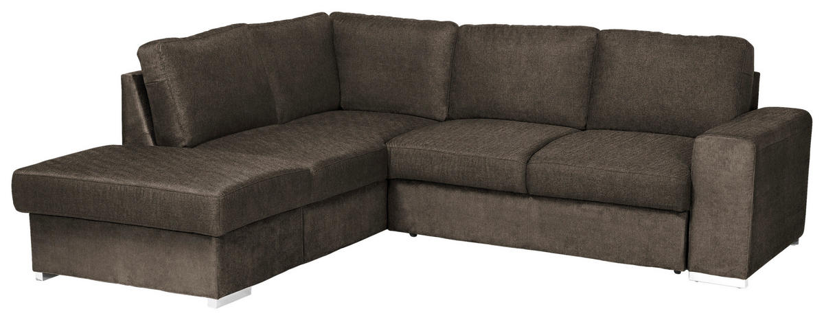 ECKSOFA in Mikrofaser Dunkelbraun  213/248 cm  - Chromfarben/Dunkelbraun, KONVENTIONELL, Textil/Metall (213/248cm) - MID.YOU