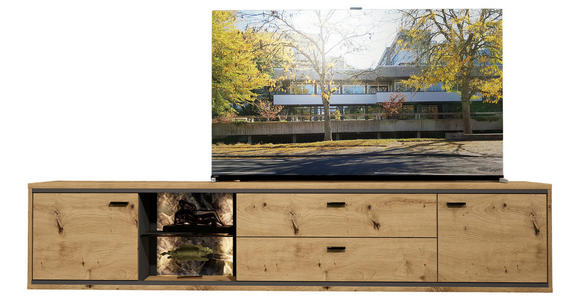 LOWBOARD  220/45/40 cm 2 Schublade(n) Typenauswahl, hängend  - Schwarz/Graphitfarben, Design, Glas/Holzwerkstoff (220/45/40cm) - Cantus