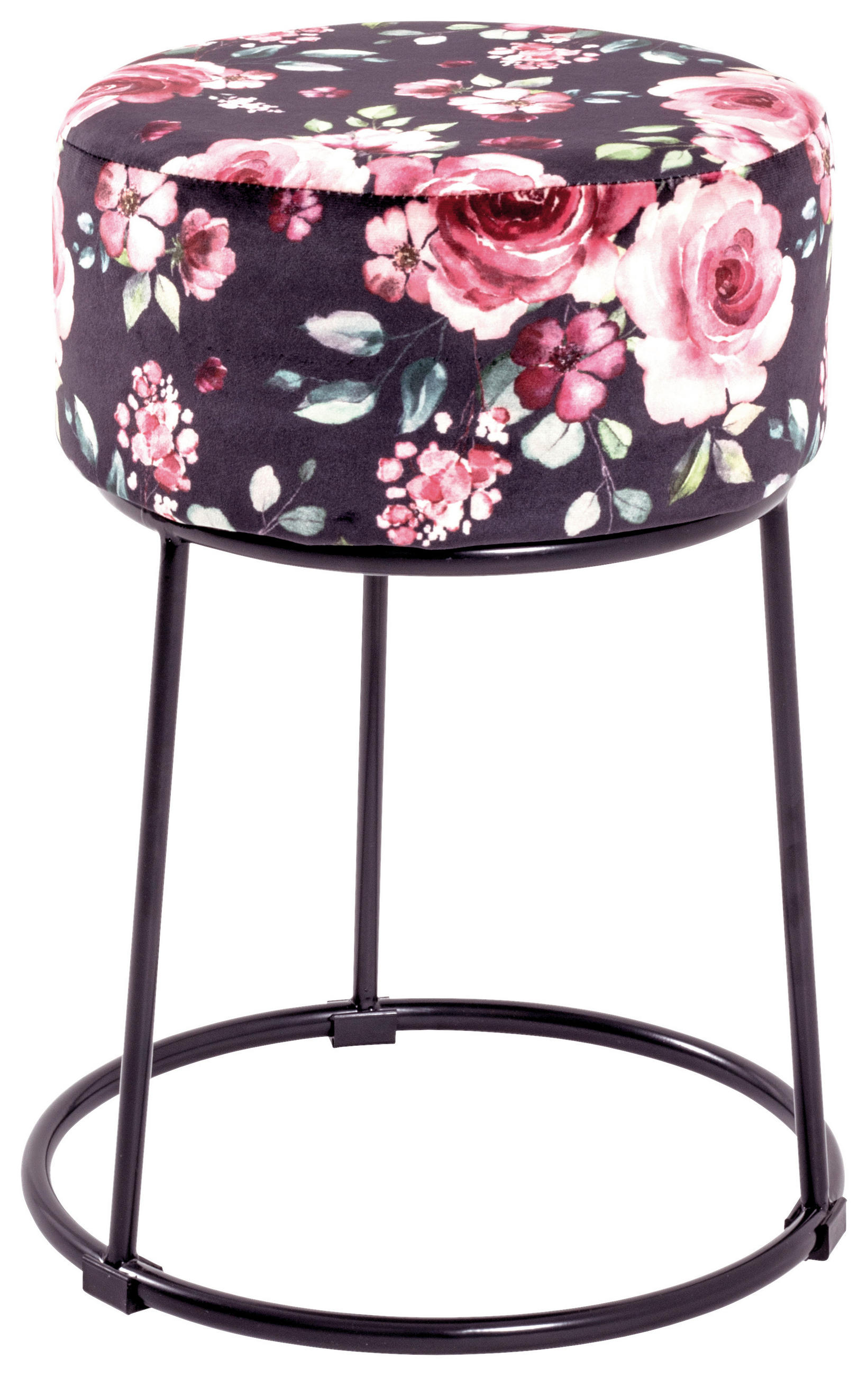 HOCKER in Metall, Textil, Holzwerkstoff Multicolor, Schwarz  - Multicolor/Schwarz, Design, Holzwerkstoff/Textil (30/46/30cm)