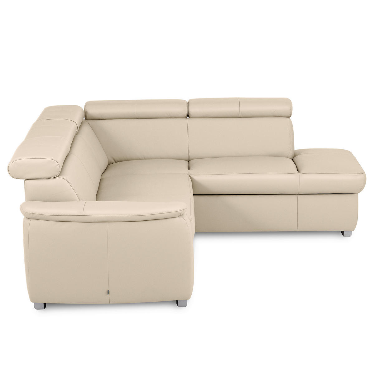 ECKSOFA  in Lederlook Echtleder Grau  - Silberfarben/Grau, Leder/Holz (262/211cm) - Celina Home