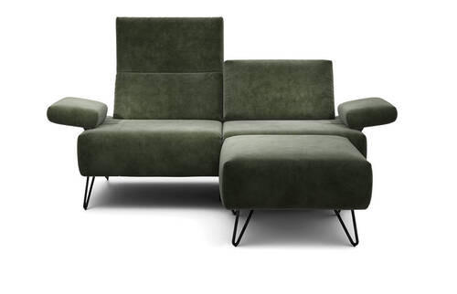 2-SITZER-SOFA in Samt Waldgrün  - Waldgrün/Schwarz, Design, Textil/Metall (164-194/85/86-94cm) - SENSOO