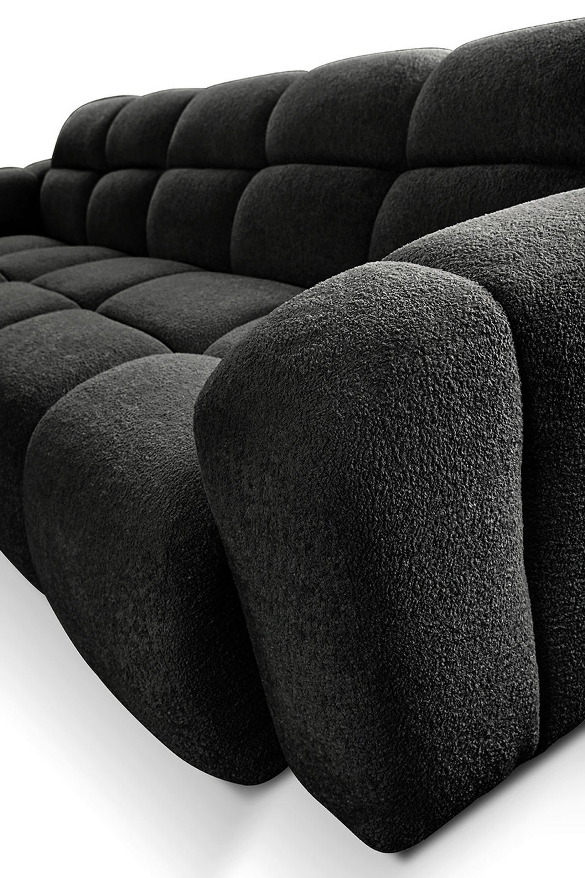 ECKSOFA VENTO in Struktur Dunkelgrau  175/255 cm  - Dunkelgrau/Schwarz, Design, Holz/Holzwerkstoff (175/255cm) - MID.YOU
