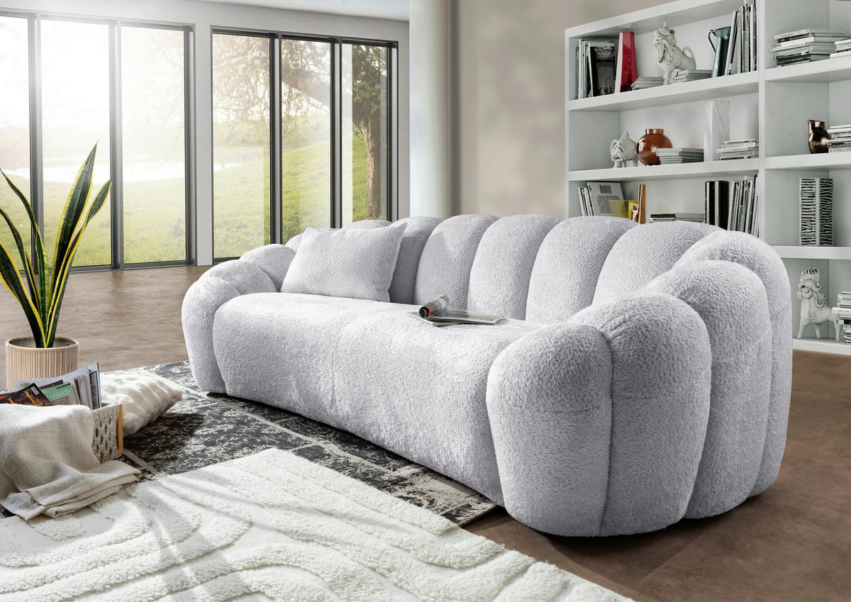 BIGSOFA in Chenille Hellgrau  - Hellgrau/Schwarz, KONVENTIONELL, Kunststoff/Textil (248/78/112cm) - Carryhome