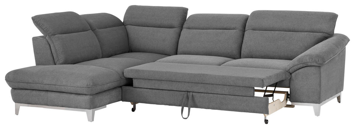 ECKSOFA in Chenille Dunkelgrau  - Chromfarben/Dunkelgrau, Design, Textil/Metall (232/293cm) - Livetastic