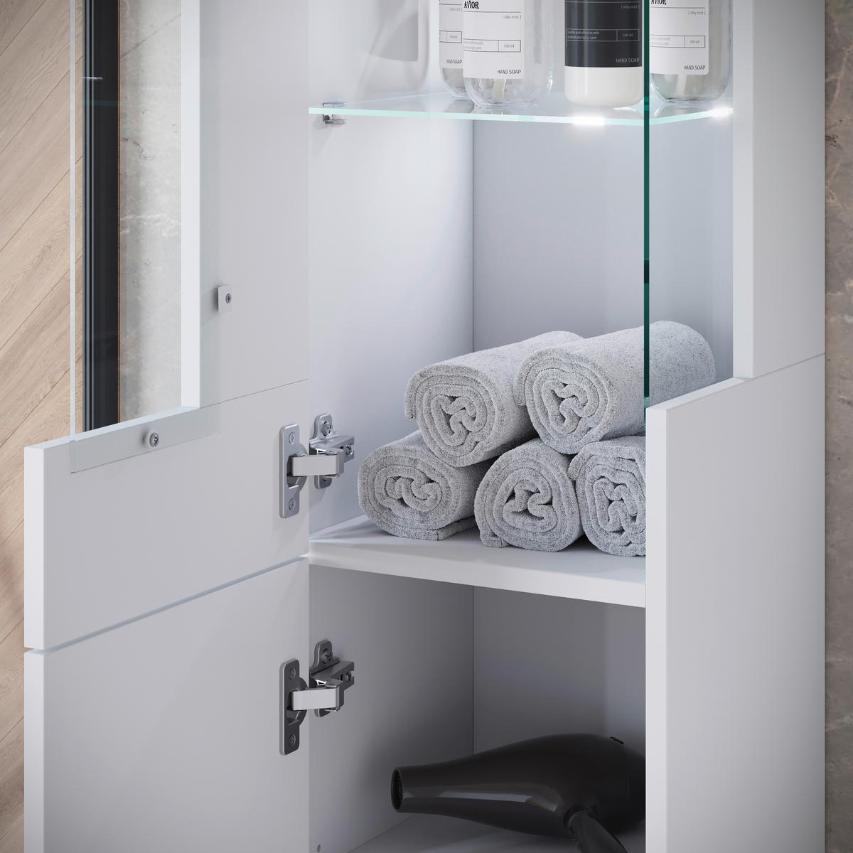 BADEZIMMER 5-teilig  in 120,4 cm  - Weiß Hochglanz/Weiß, Trend, Glas/Keramik (120,4cm) - P & B