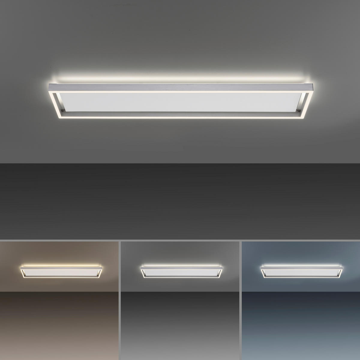 PLAFONIERĂ CU LED - argintiu, Design, plastic/metal (100/25/5,6cm)