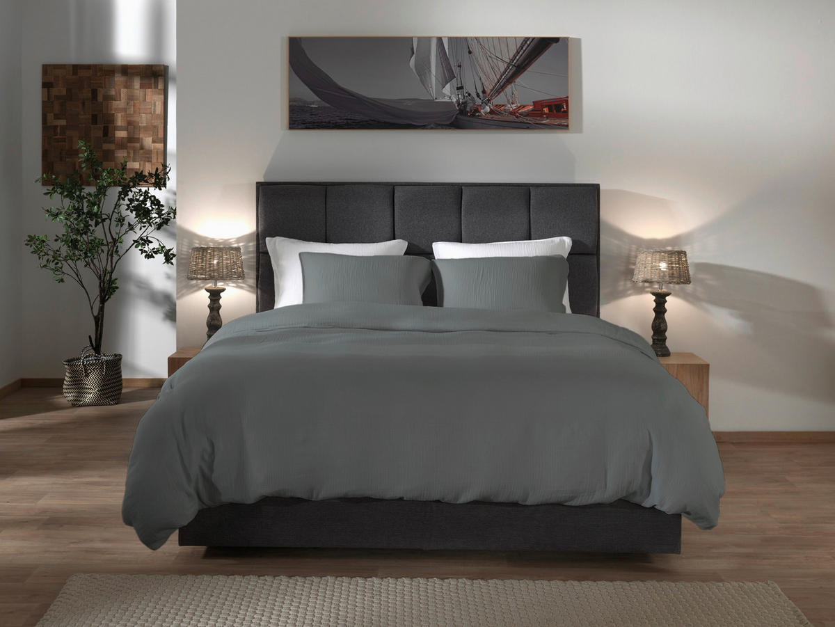 BETTWÄSCHE 2-teilig Suite-Guadeloupe Renforcé 135/200 cm  - Dunkelgrau, Basics, Textil (135/200cm)