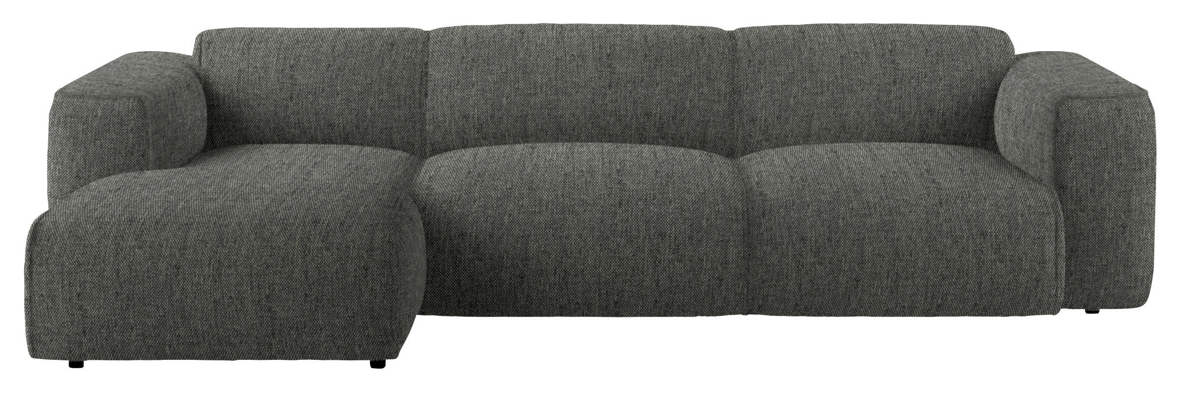 ECKSOFA Dunkelgrün Webstoff Rücken echt  - Dunkelgrün/Schwarz, Design, Kunststoff/Textil (171/290cm) - home24
