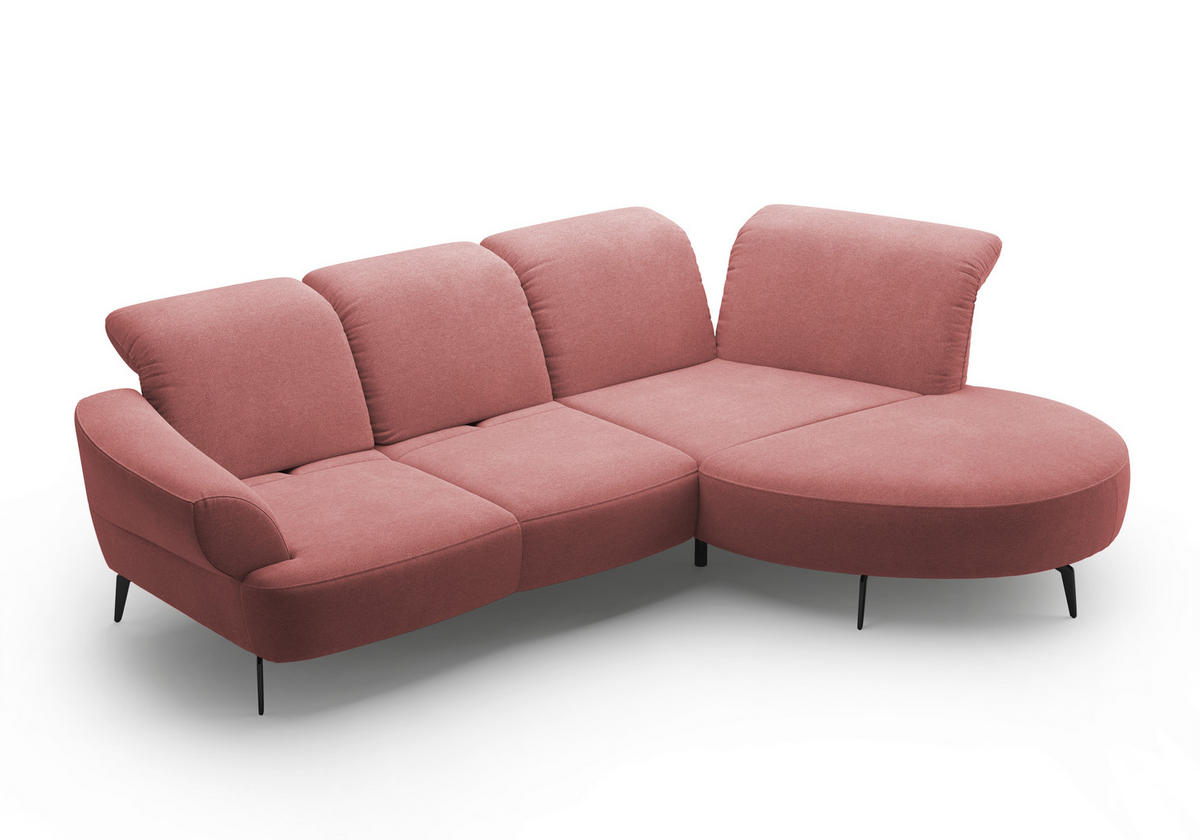 ECKSOFA DANCE E Altrosa Mikrofaser  - Schwarz/Altrosa, MODERN, Textil/Metall (313/208cm) - Sit & More