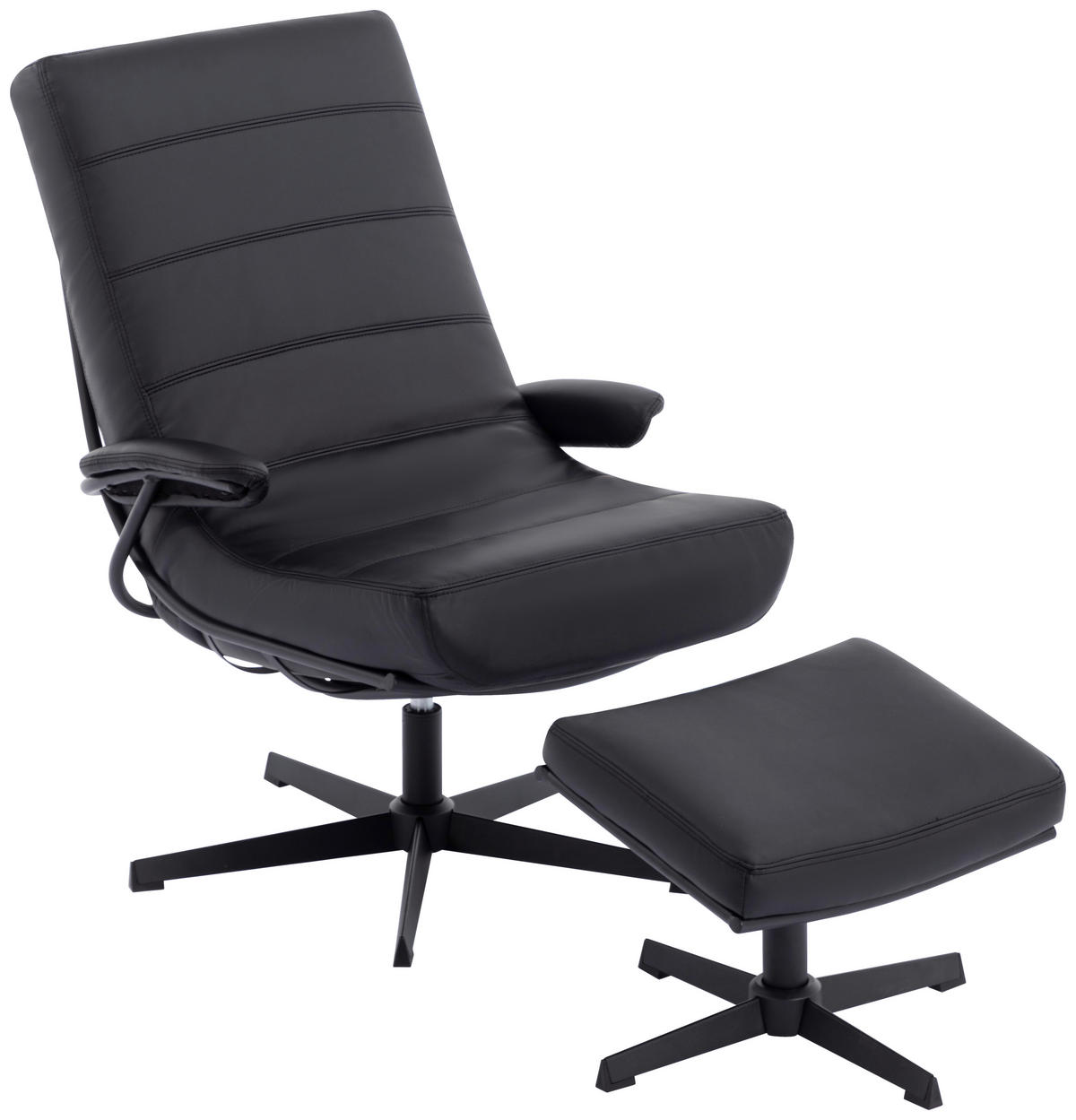 RELAXSESSELSET Lederlook    - Schwarz, Design, Textil/Metall (68/101/85cm) - Livetastic