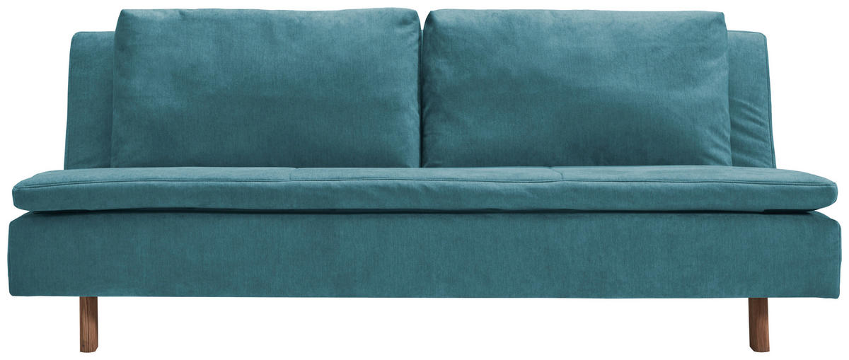 SCHLAFSOFA Flachgewebe Petrol  - Eichefarben/Petrol, KONVENTIONELL, Holz/Textil (205/85/98cm) - Carryhome