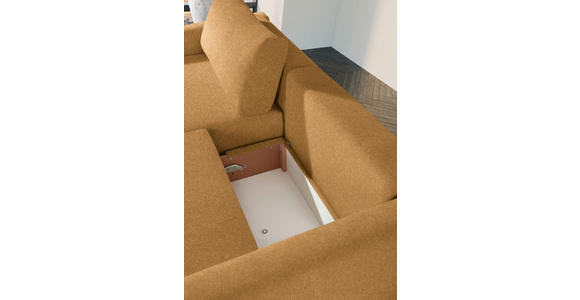 2,5-SITZER  in Flachgewebe Currygelb  - Currygelb/Schwarz, Design, Kunststoff/Textil (240/70/125cm) - Xora