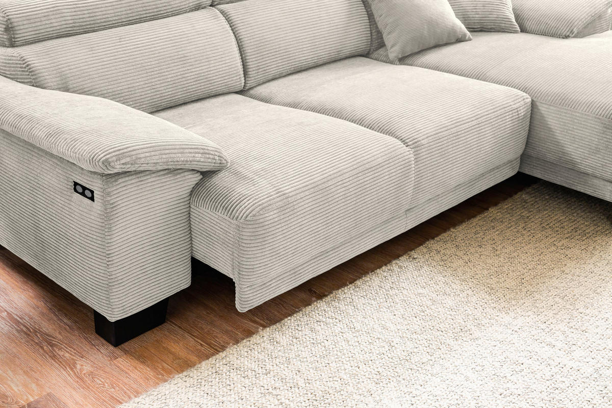 ECKSOFA in Cord Naturfarben  - Schwarz/Naturfarben, Design, Holz/Textil (270/174cm) - Pure Home Lifestyle