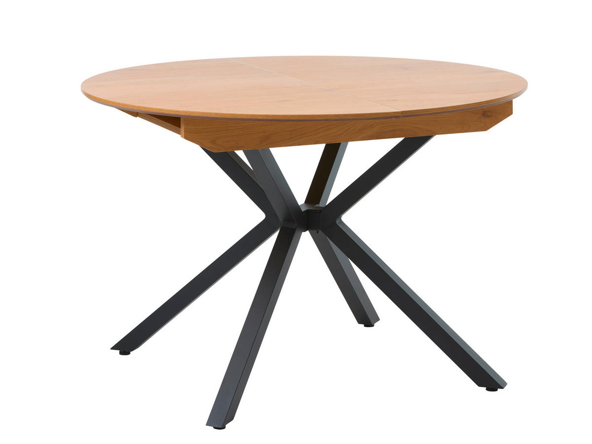 ESSTISCH in Holzwerkstoff 120/120/75 cm  - Eichefarben/Schwarz, MODERN, Holzwerkstoff/Metall (120/120/75cm) - Livetastic