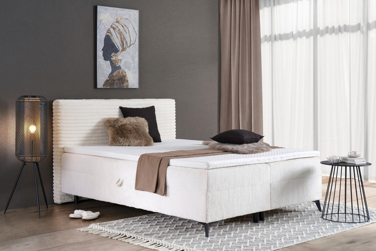 BOXBETT 160/200 cm  in Beige  - Beige/Schwarz, Design, Holz/Holzwerkstoff (160/200cm) - Xora