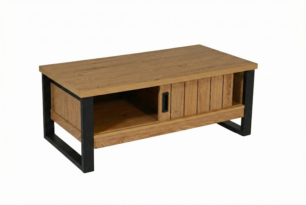 COUCHTISCH Schwarz, Eichefarben  - Eichefarben/Schwarz, KONVENTIONELL, Holzwerkstoff/Metall (108,5/54,8/43cm) - MID.YOU