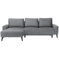 ECKSOFA in Velours Grau  - Schwarz/Grau, Basics, Holz/Textil (161/260cm) - Carryhome