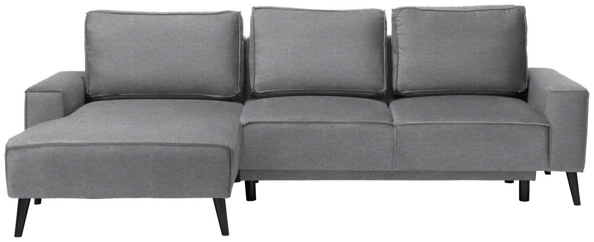 ECKSOFA in Velours Grau  - Schwarz/Grau, Basics, Holz/Textil (161/260cm) - Carryhome