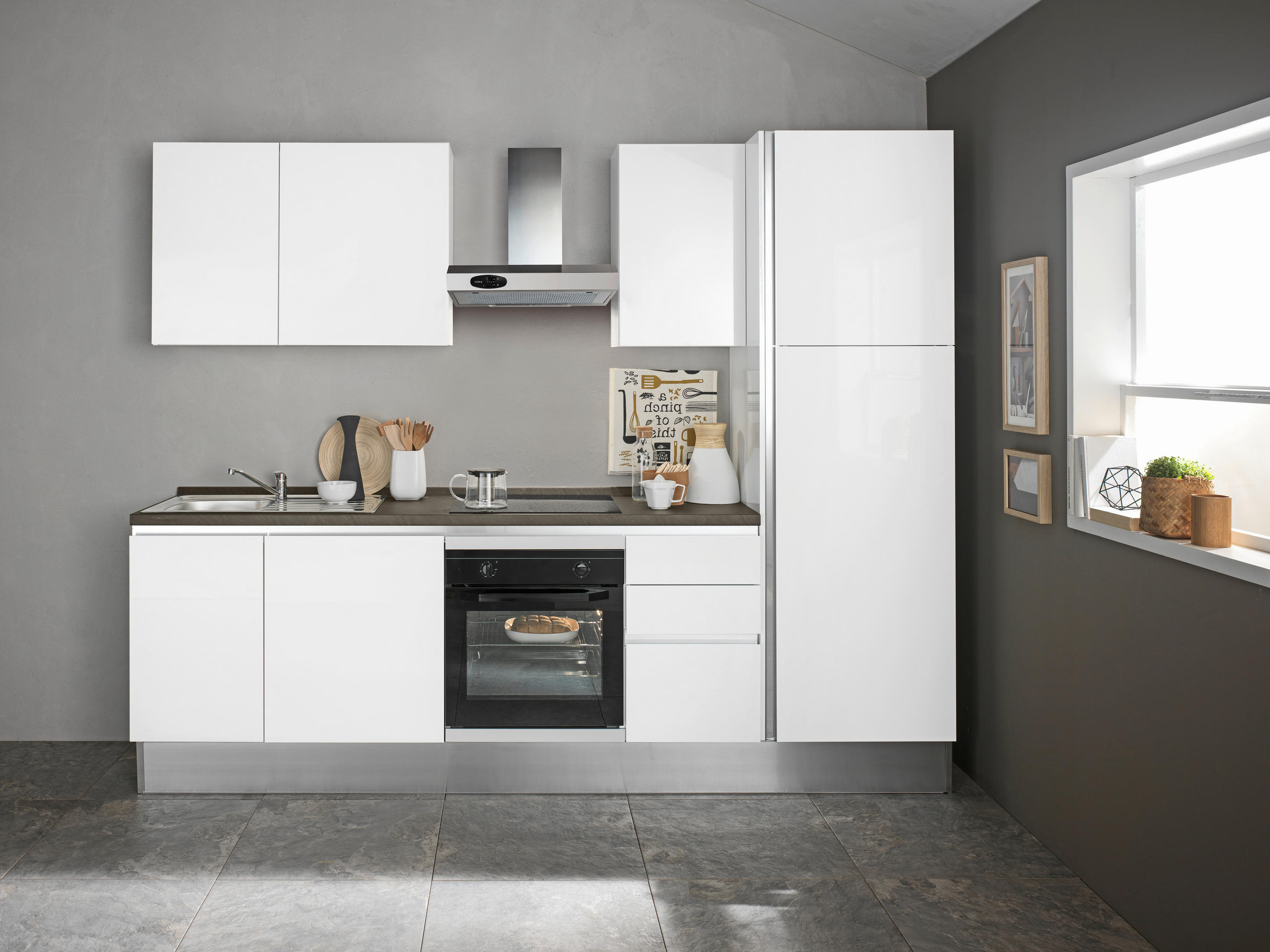 KUHINJSKI BLOK - bela, leseni material (275/222/60cm) - Italstyle