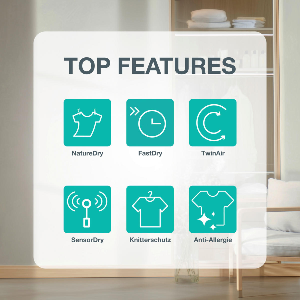 WÄRMEPUMPENTROCKNER  - Weiß, Trend, Glas/Kunststoff (60/85/62,5cm) - Hisense